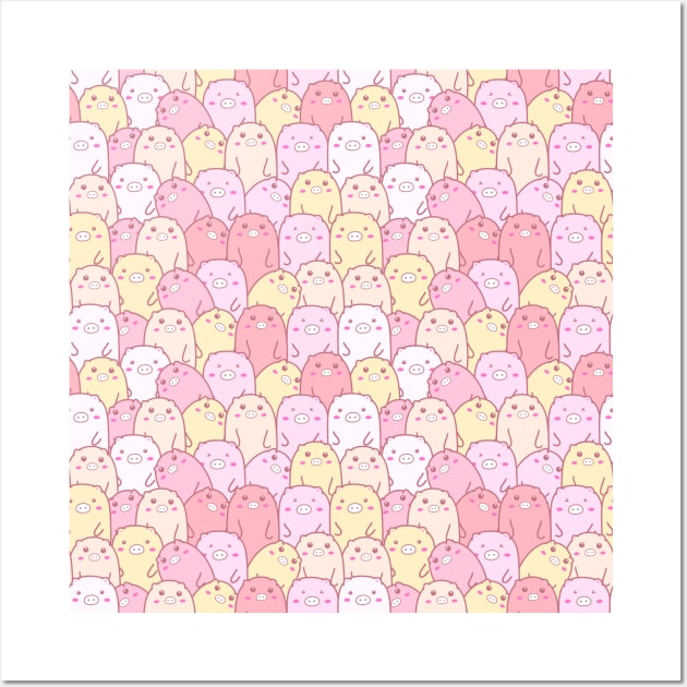 Lovely Pig Pattern Wall Art by aquariart